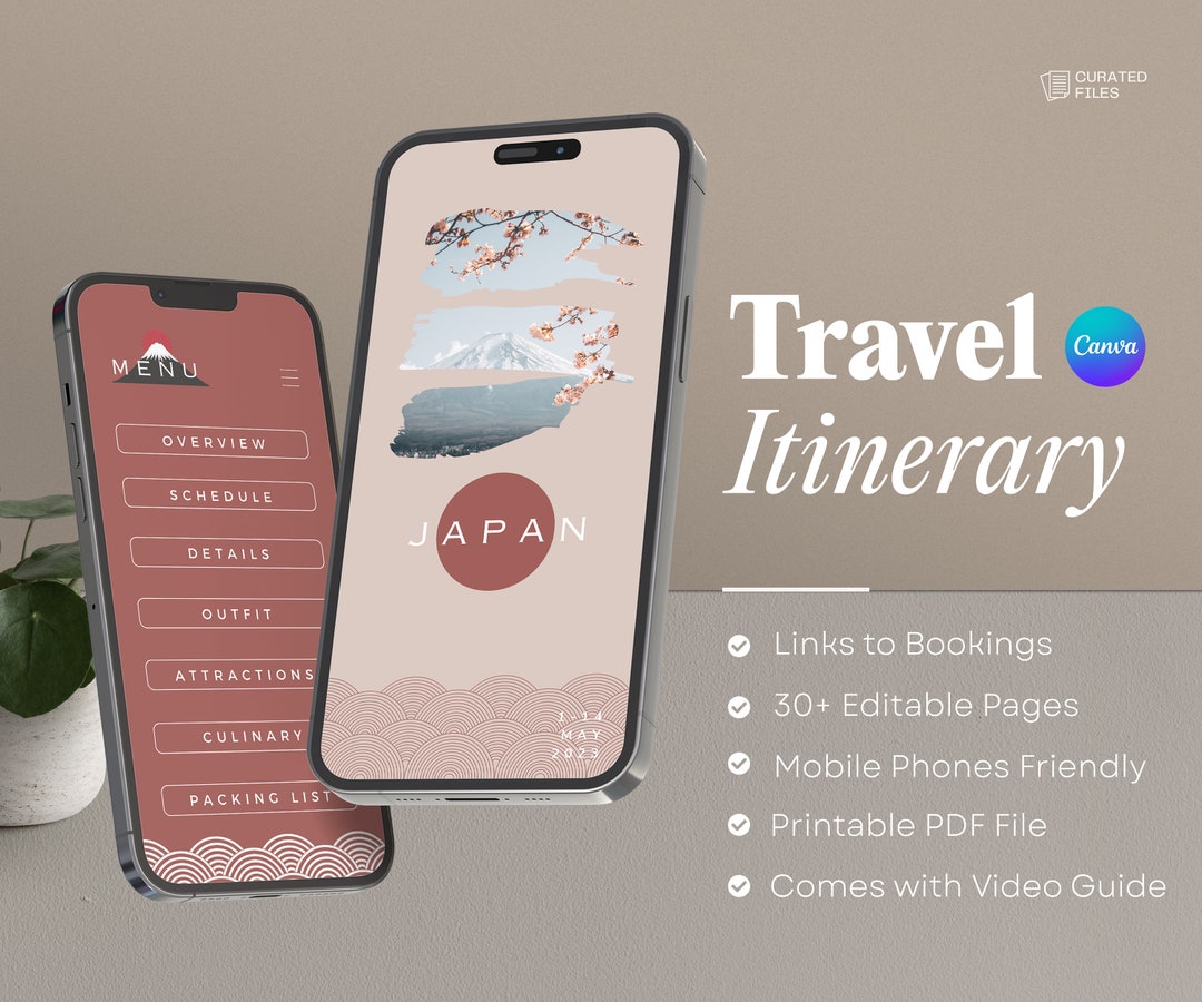 Digital Travel Itinerary Template for Mobile, Modern Editable Canva ...