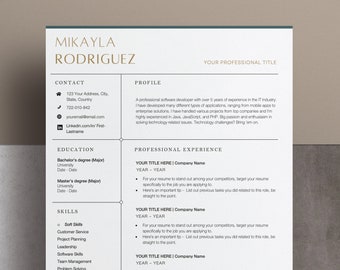 Resume Template Word, ATS Friendly Resume, Clean and Minimalist Resume, Creative Resume Template, College Resume Template with Cover Letter