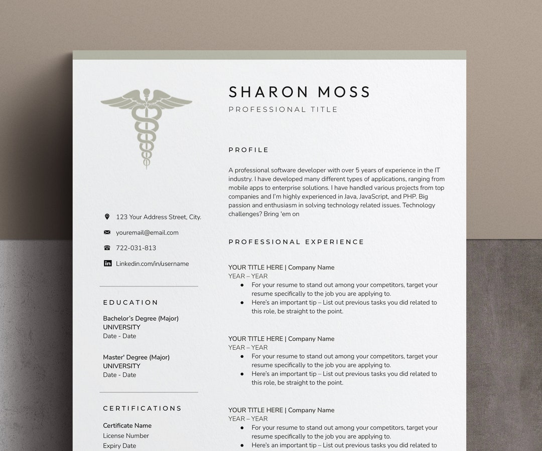 Nursing Resume Template Google Docs, Nurse Resume Template Word, Resume ...