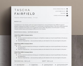 Modern ATS Resume Google Docs, ATS Resume Template Word, Simple and Clean Resume, Resume and Cover Letter Template, Minimalist Resume