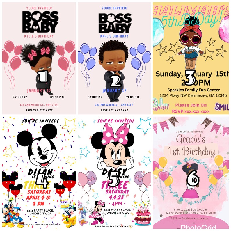Digital Birthday Party Invitations Etsy