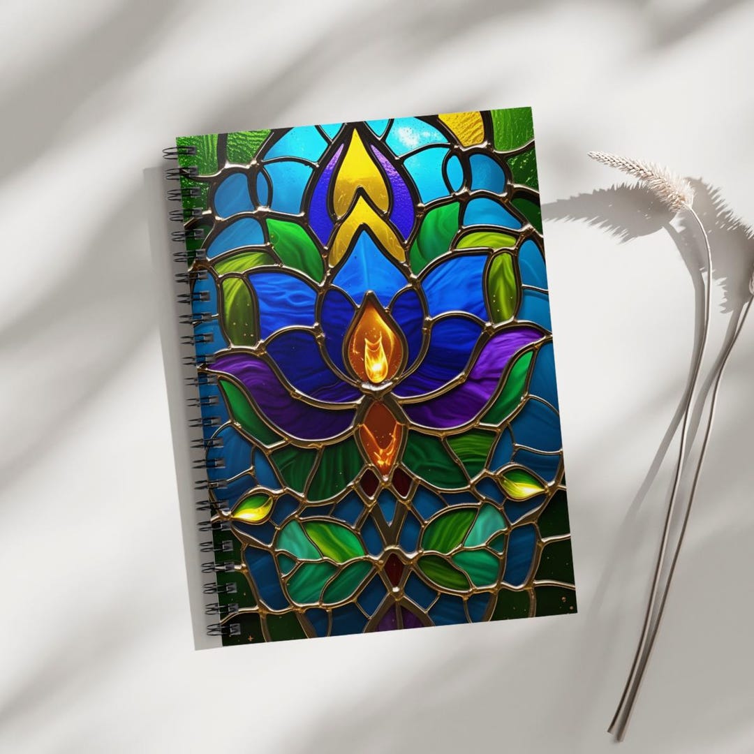 Stained Glass Lotus Flower Spiral Notebook, Ruled Line Journal - Etsy