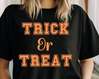 Comfort Colors Trick or Treat Shirt, Halloween Graphic Tee