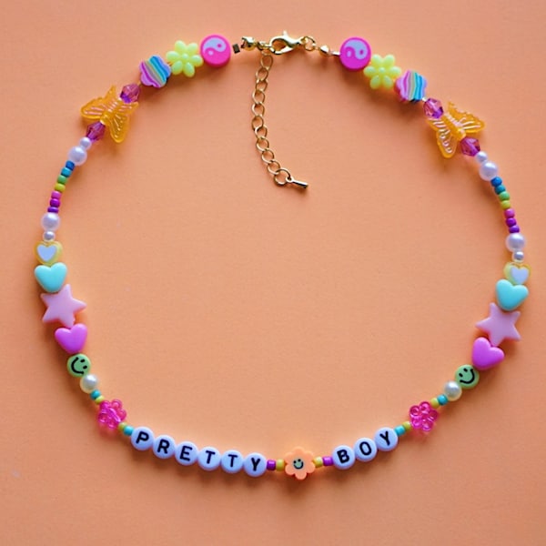 PRETTY BOY Handmade Colourful Beaded Y2K Choker Necklace