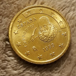 Spanish coin of 50 euro cents. Year 1999.