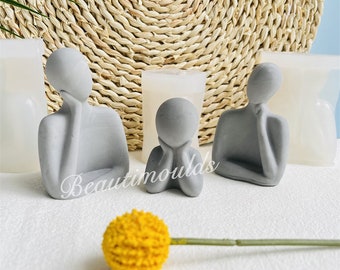 Kit de moules en silicone Thinking Family, décoration de la maison, corps de maman papa enfant, moules de statue en plâtre de béton de ciment, moules de corps en résine époxy, bougies