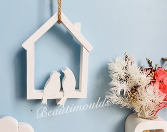 Silicone Mold , Birds House Hanging ,Lover Bird , Window Loop , Home Door Wall Wreath ,Hanging Decoration , Handmade Raysin Casting Molds