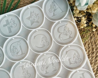 Silicone Mould, Butterfly Alphabet Pendant , A-Z Alphabet Letter, Spring Decoration Tag , Alphabet Symbols, Handmade Casting Molds