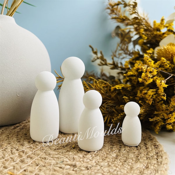 Kit de moules en silicone pour famille mignonne, figurines de famille, membre de la famille de papa maman enfant, moules de décoration de coulée de plâtre de béton de ciment, cadeau fait main