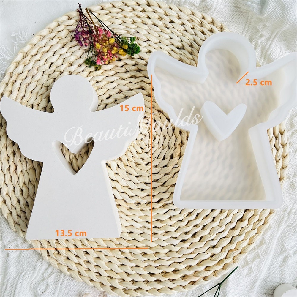 Silikonformen Engel 2 Stück - Mit Herz Für Gips, Kerzen Und Harz