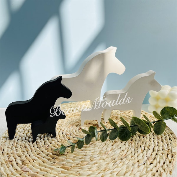 Moule en silicone Dala Horse, moules de cheval de différentes tailles pour la décoration de la maison, jesmonite de ciment et de béton fait main, moules cadeaux en résine époxy de rayonsin