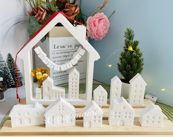 2-Pack Christmas Village Silicone Molds - DIY House Craft Molds For Resin & Plaster