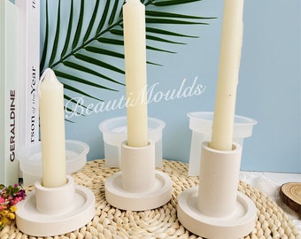 3 Sizes Candle Holder Molds ,Round Candlesticks Silicone Mould, Candle Tray ,Cement Concrete Raysin Home Decoration Moulds Epoxy Resin Mould