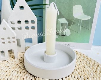 12cm Round Candle Plate Mold with Groove,  Candlesticks Mould, Cement Concrete Raysin Home Decoration Tray Moulds Epoxy Resin Moulds