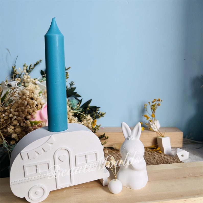 Silicone Mold , Camper van Candlestick Vintage Car Candle Holder , Cement Concrete Raysin Home Decoration Birthday Gift Casting Moulds zdjęcie 5