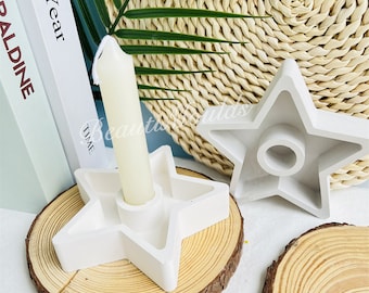 Star Candle Holder Silicone Mold - Christmas Candlestick , Home Decoration Casting Mold , Concrete Cement jesmonite raysin Epoxy Resin Molds