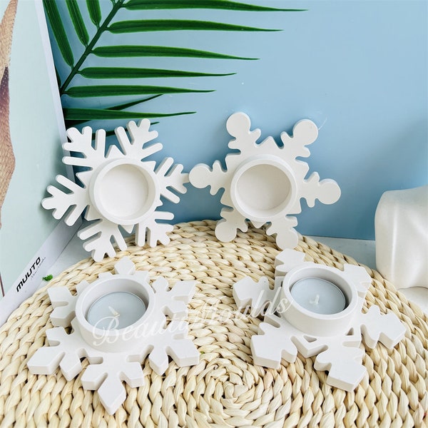 Snowflake Candle Holder Silicone Mold , Candlestick Mould, Christmas Candle Tea Light , Cement Concrete Raysin Home Decoration Moulds