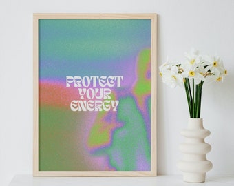 Arte de pared imprimible para el aura / Póster energético colorido / Decoración moderna para apartamentos / Impresión de manifestación de protección