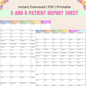 5 and 6 Patient Nurse Report, Med-surg report sheet, Med-surg template, med surg nurse, medical surgical nurse report, med surg nurse brain