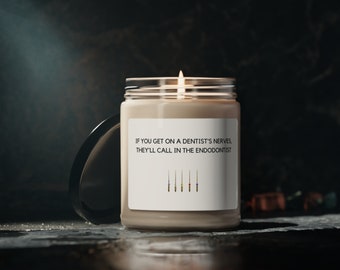 Grappige tandartskaars, tandheelkundige humorcadeau, sojawaskaars, tandartscadeau, cadeau mondhygiënist, afstudeercadeau voor tandarts
