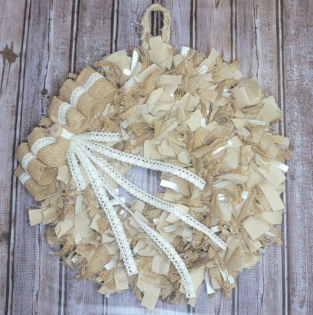 Rustic Lace & Burlap Rag Wreath-medium - Etsy