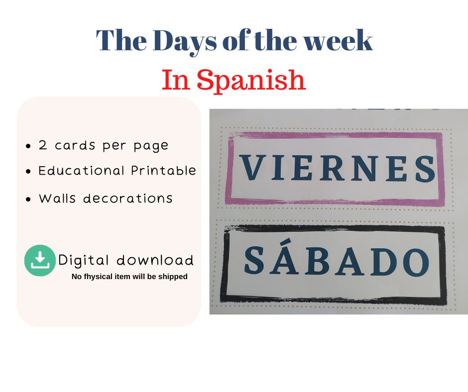 Days of the Week Printable. Los Dias De La Semana. Learning Spanish ...