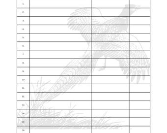 Hoja de oferta para recaudar fondos de subasta silenciosa, banquete de faisanes para siempre, recaudación de fondos imprimible