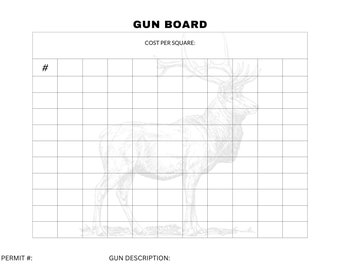 Rocky Mountain Elk Foundation Gun Squares y hoja de oferta para recaudar fondos de subasta silenciosa, tablero de armas de 100 cuadrados, tablero de armas de 25 cuadrados, paquete de 3 piezas