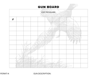 100 Square Gun Board Square Recaudación de fondos, Banquete de faisanes para siempre, Plaza de recaudación de fondos imprimible, Impresión del tamaño del póster
