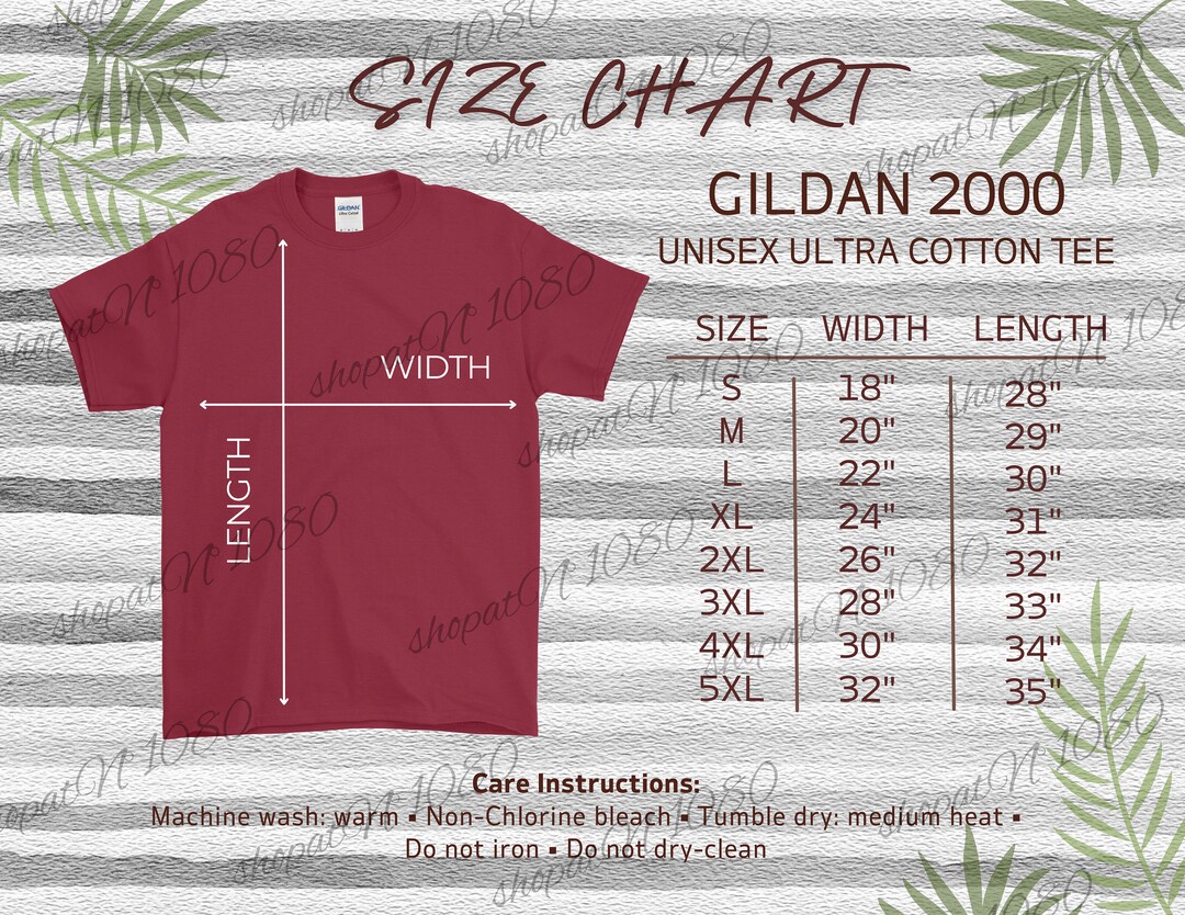 GILDAN 2000 SIZE CHART, 2000 Shirt, Size Chart Gildan 2000, Size Chart ...