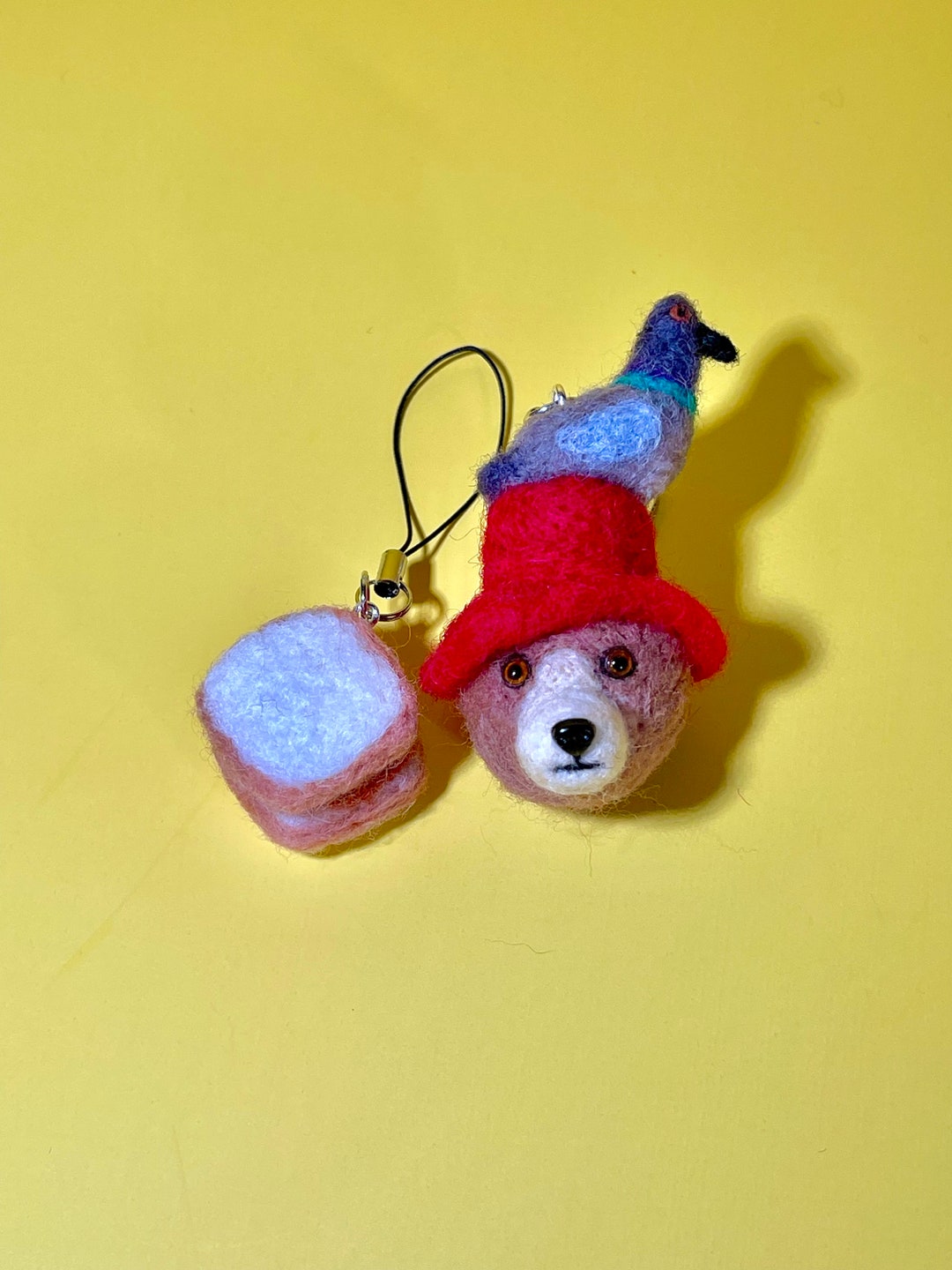 Needle Felted Wool Paddington Bear With a Pigeon & Marmalade Etsy