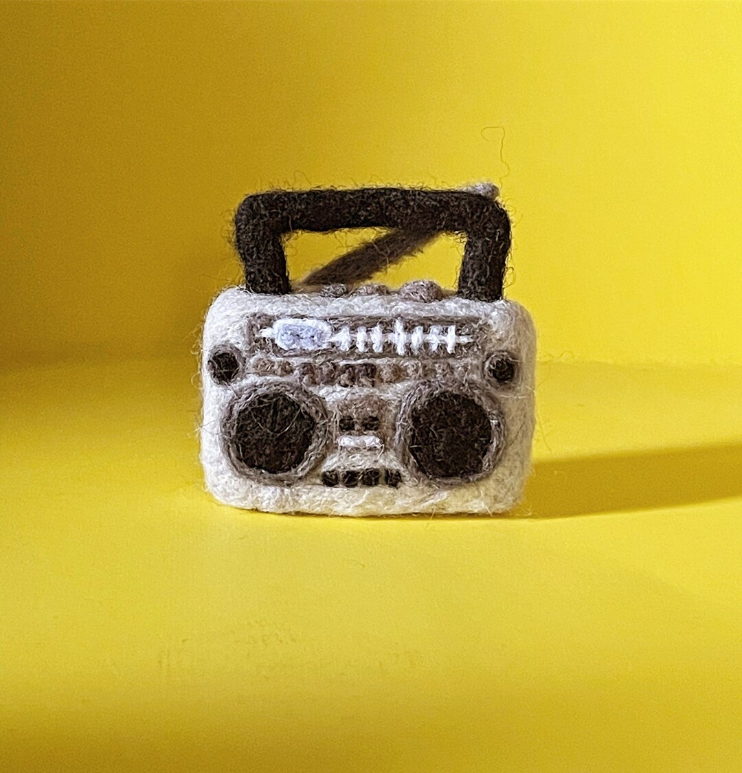 Needle Felted Wool Boombox Retro Style Cassette Player, Hanging