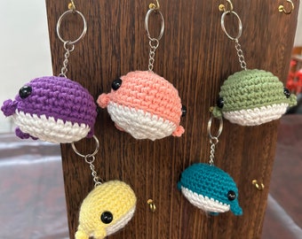Crochet whale keychain