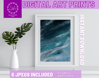 Ocean Artwork | Digital Watercolor | Printable Art | Ocean Print | Navy Blue Artwork | Abstract Art Print | Seascape Print
