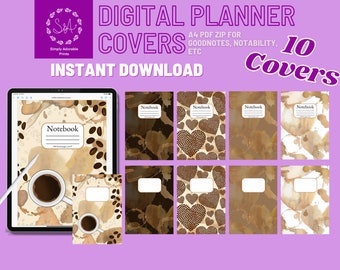 Coffee Planner Cover | 10 |  Digital Notebook Cover | GoodNotes Cover | Mocha Notebook Cover | GoodNotes Cover Pack A4 | Brown Notebook