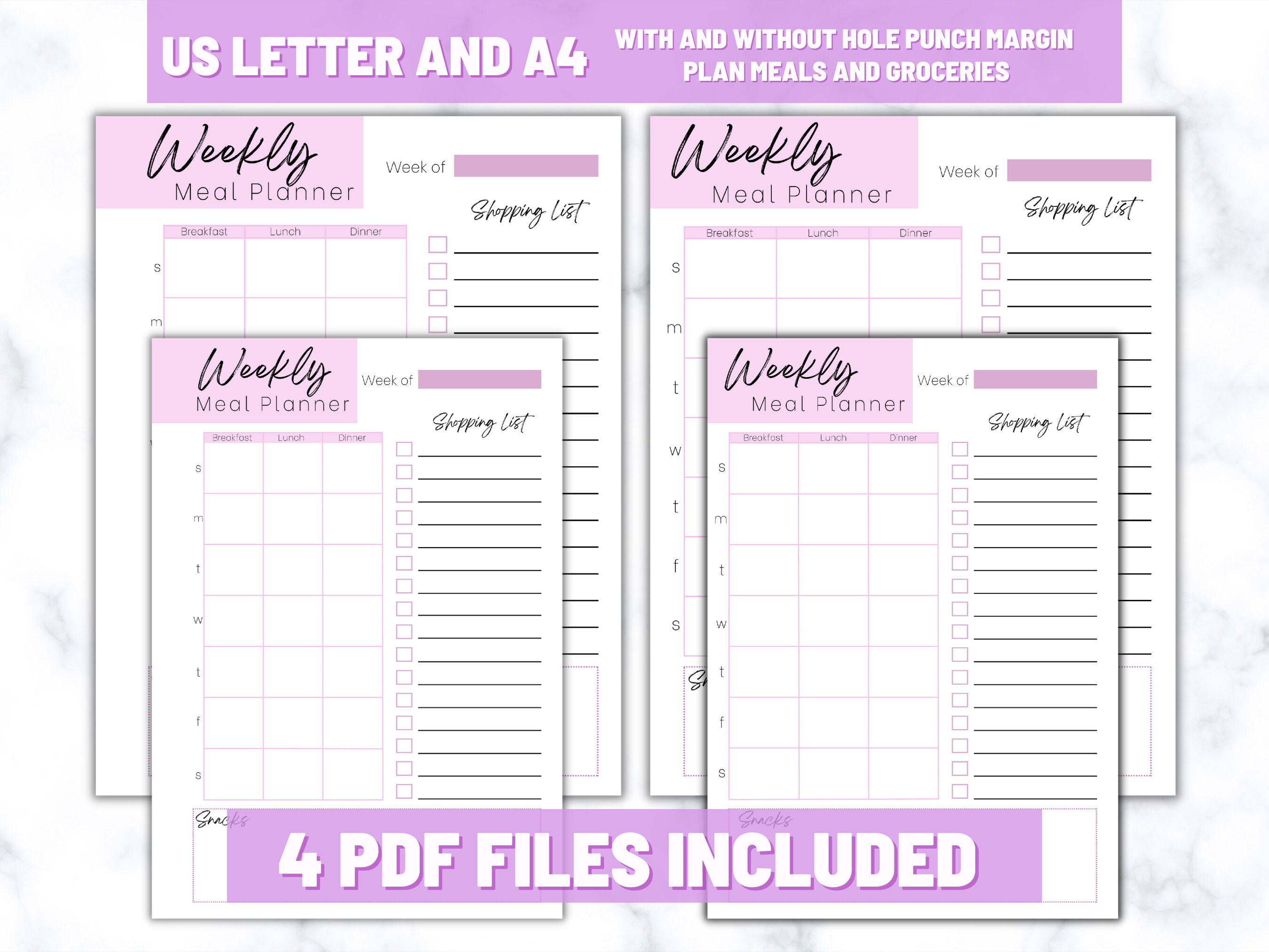 Weekly Meal Planner | Digital Meal Tracker | Printable Meal Planner ...