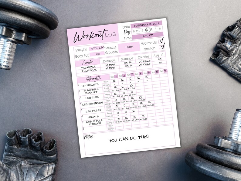 Printable Treadmill Log Daily Workout Log | Digital Fitness Tracker | Printable Log Book ...