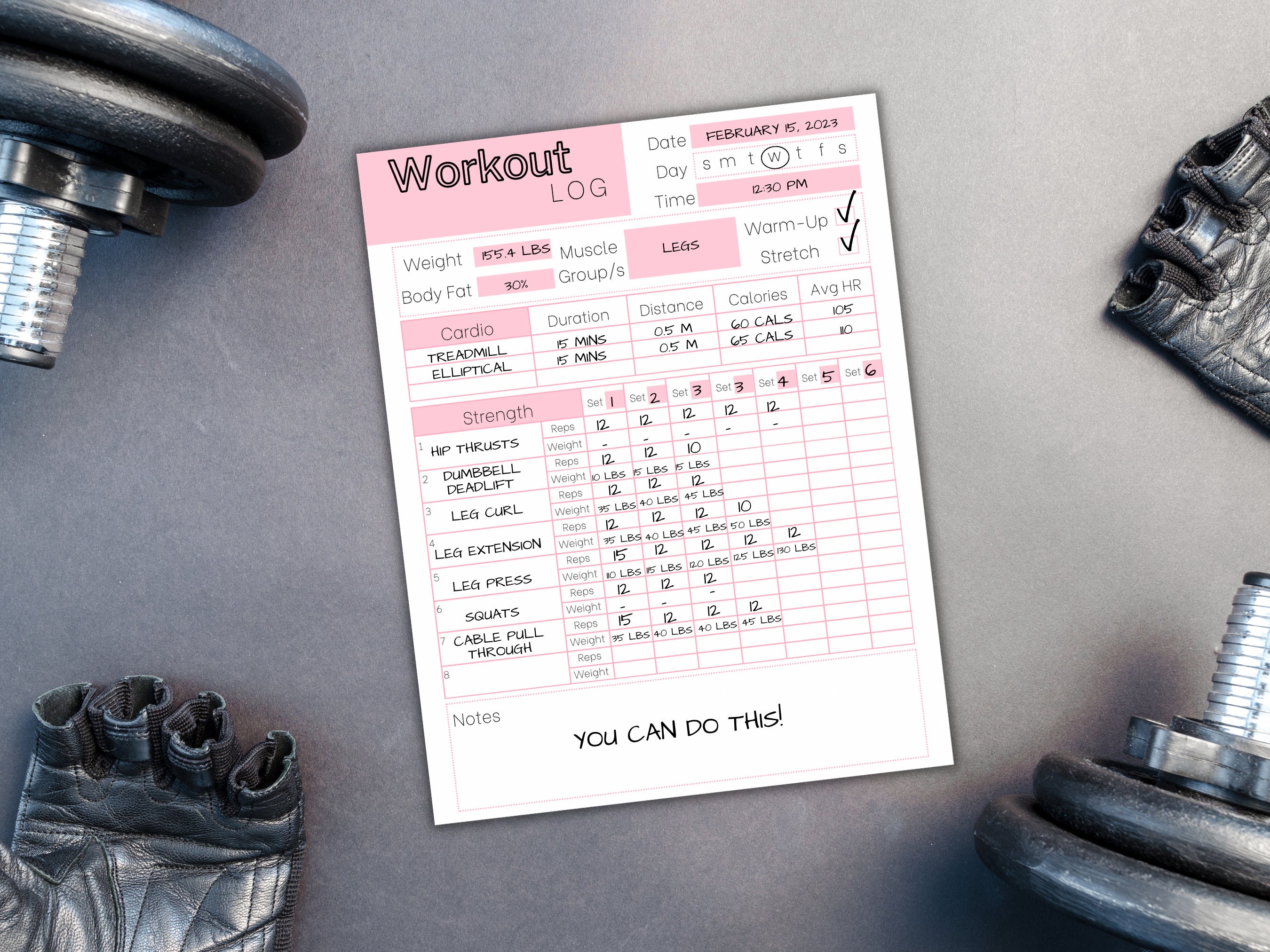 Workout Log Template | 4 | Gym Journal Printable | Canva Workout ...