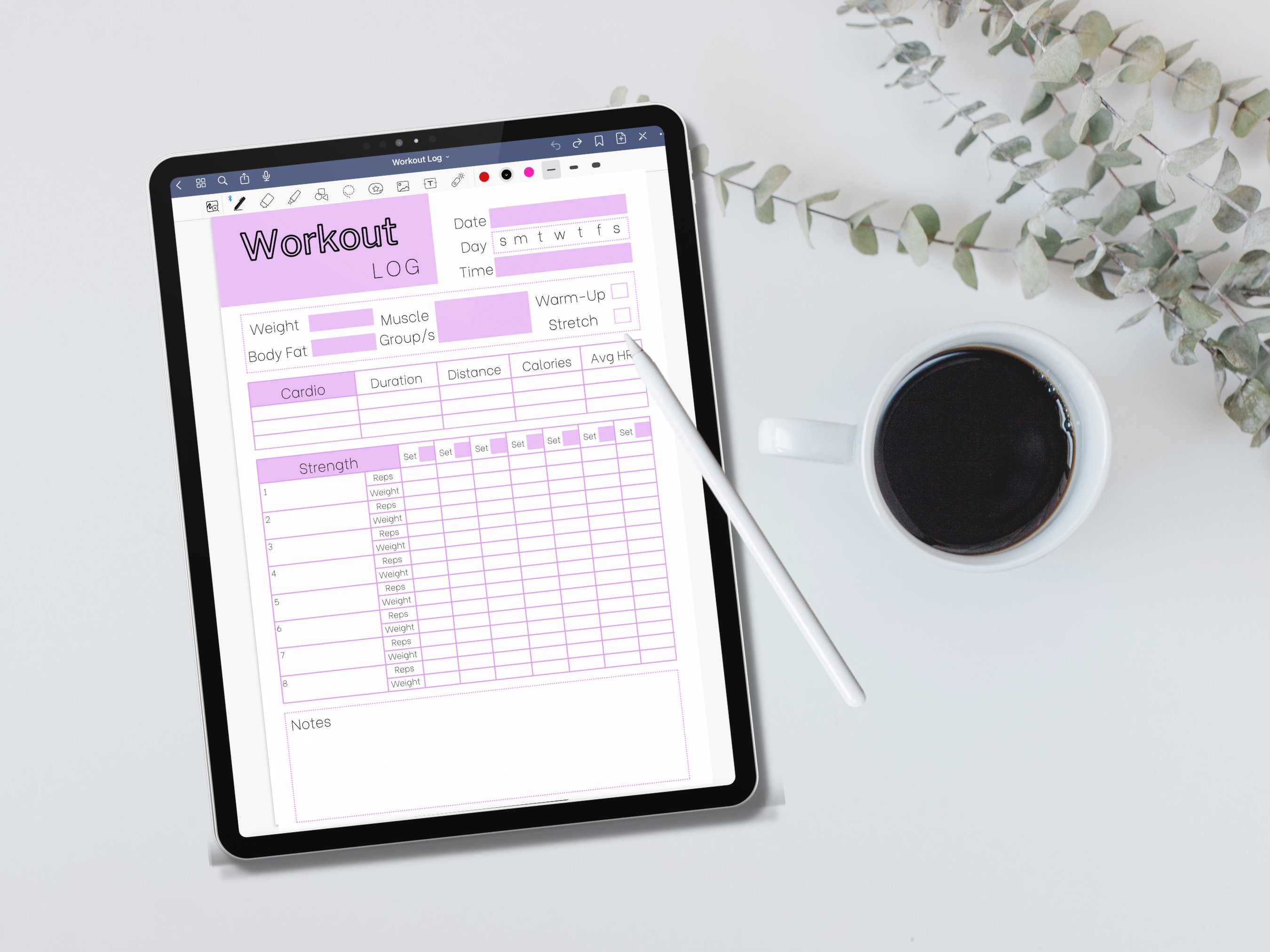 Workout Log Template 4 Gym Journal Printable Canva Workout Template ...