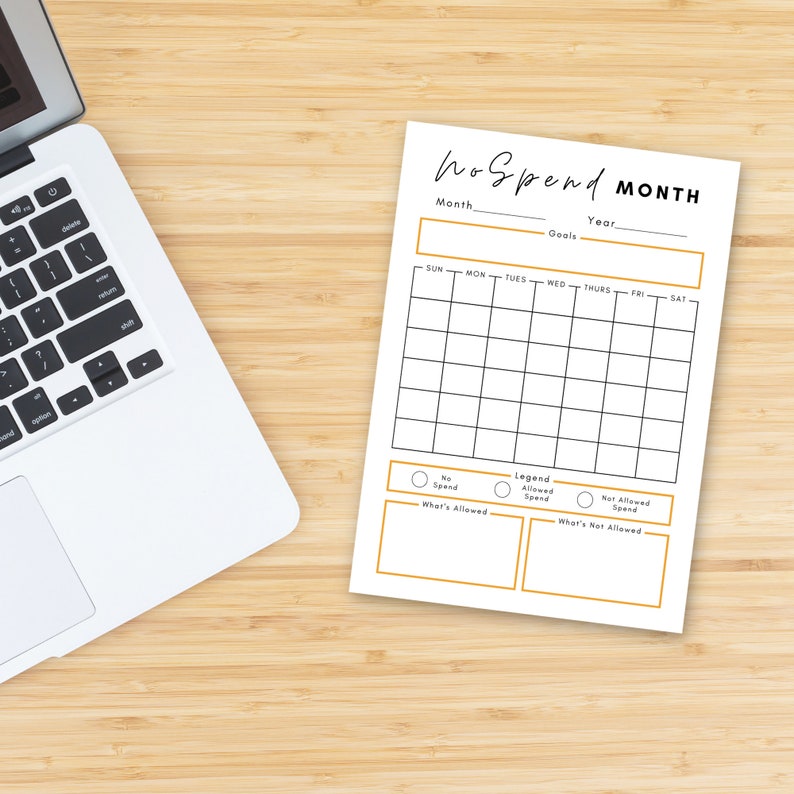 Digital No Spend Calendar 20 No Spend Month Printable No Spend