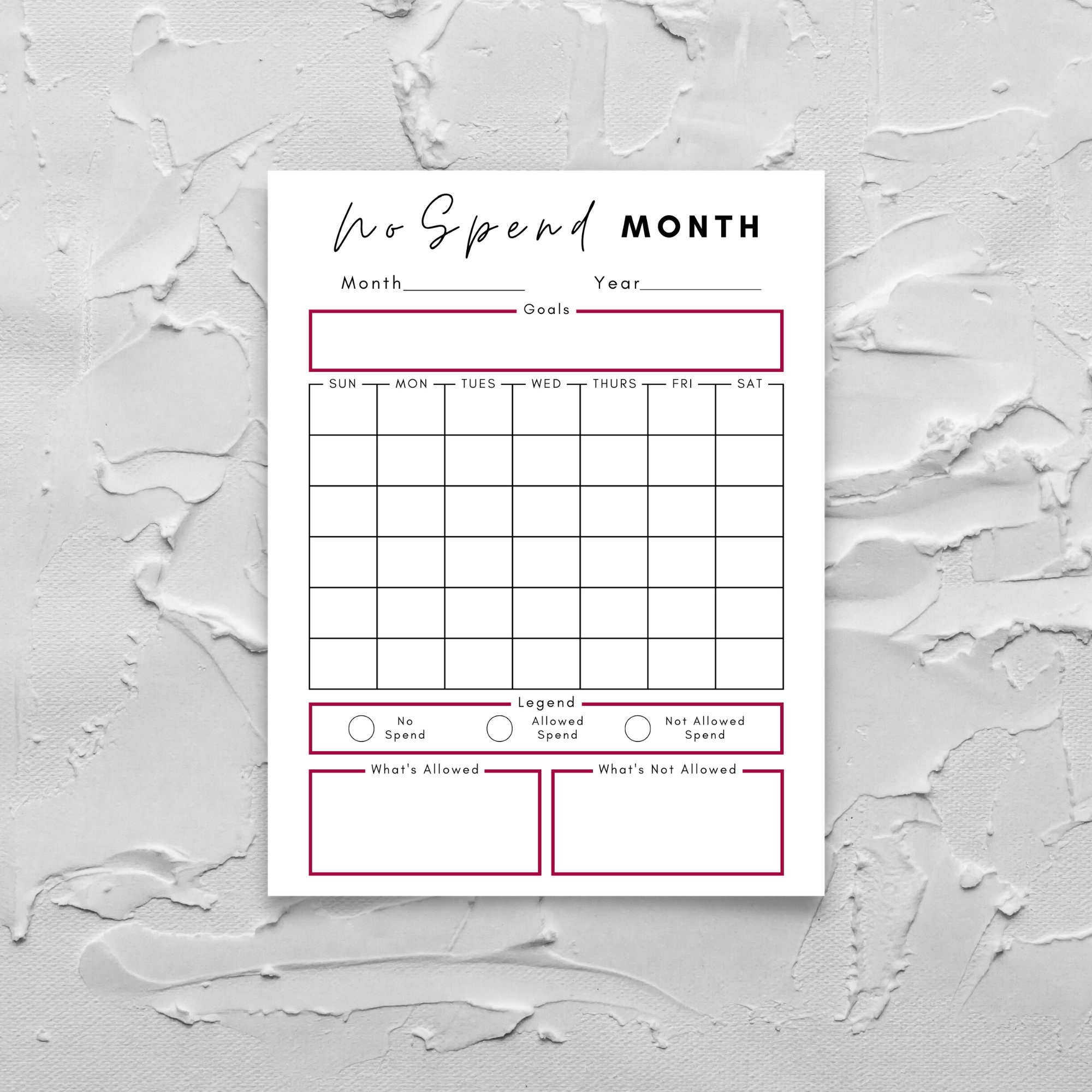 Digital No Spend Calendar 20 No - Il Fullxfull.5252929185 Myue 