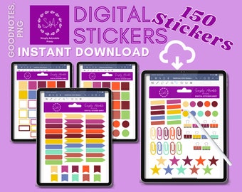 Digitala kalenderklistermärken | 150 | Digitala självhäftande anteckningsblock | Förbeskuret klistermärkespaket | Kalenderklistermärken | GoodNotes-klistermärkesset | Höstklistermärken