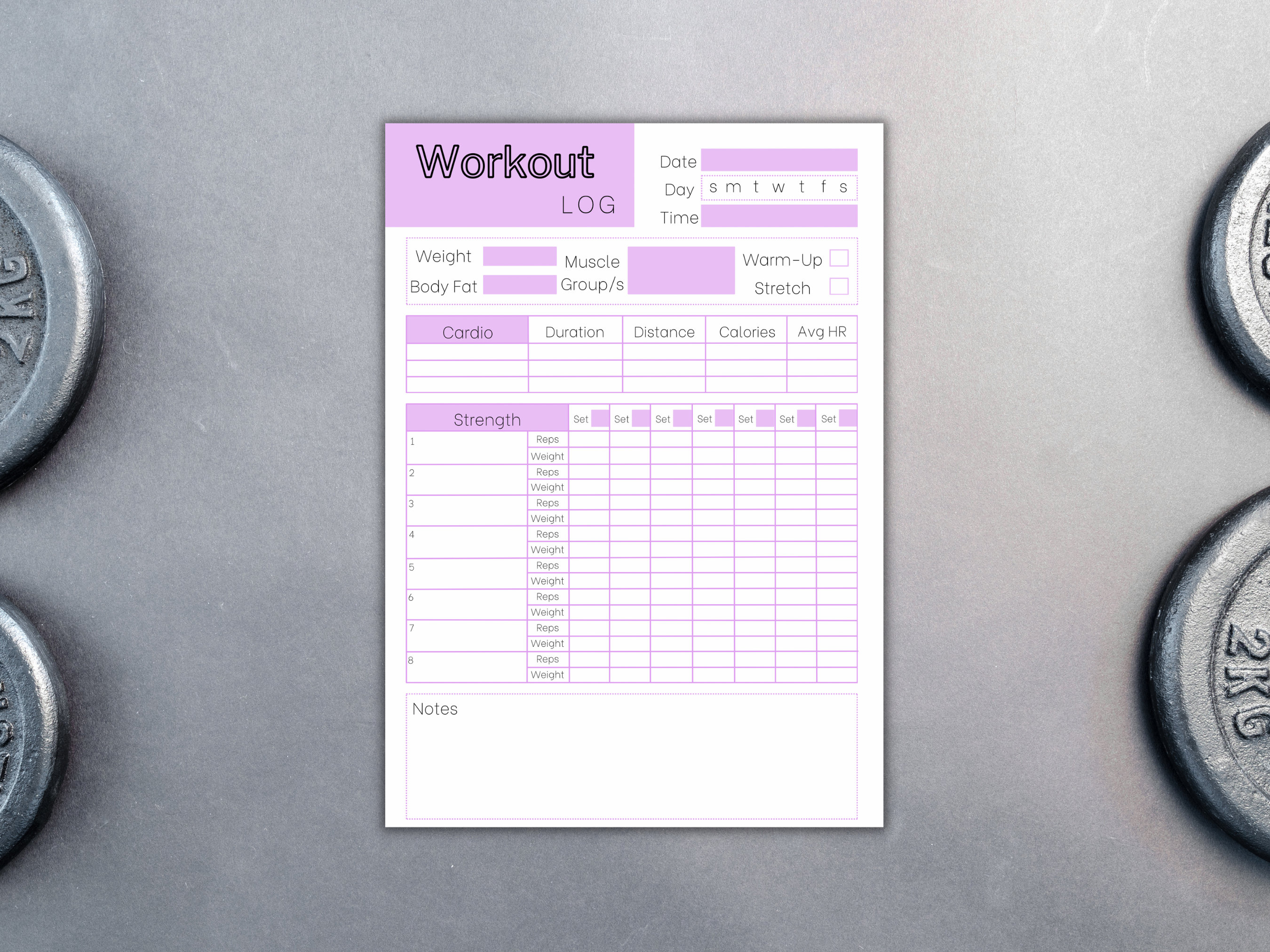 Workout Log Template | 4 | Gym Journal Printable | Canva Workout ...