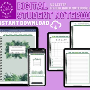 Digital Lined Notebook | Undated Digital Planner | GoodNotes Planner Notebook | 5 Subject Notebook | Digital Student Notebook | iPad Planner