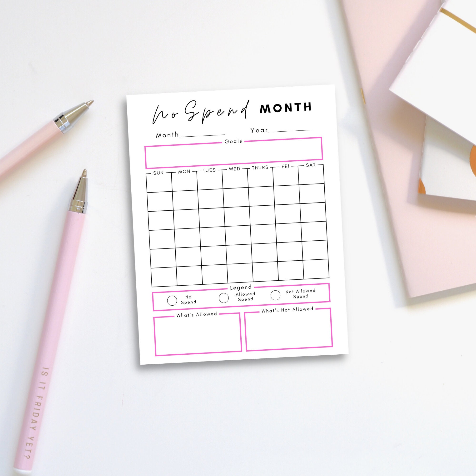 Digital No Spend Calendar 20 No - Il Fullxfull.5204710110 Il7f 