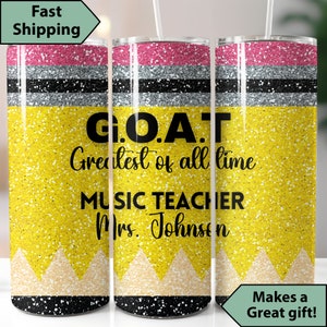 Personalized Music Teacher Tumbler, Teacher Appreciation Week Gift for Music Teacher, Custom Music Teacher Travel Mug, Music Teacher Cup