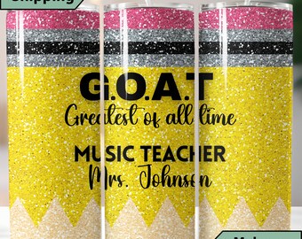 Personalized Music Teacher Tumbler, Teacher Appreciation Week Gift for Music Teacher, Custom Music Teacher Travel Mug, Music Teacher Cup