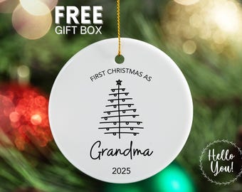 First Christmas as Grandma Ornament New Grandma Gift Grandma Pregnancy Announcement Gift for New Grandma Modern Christmas Design