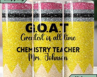 Personalized Chemistry Teacher Tumbler, Teacher Appreciation Week Gift for Chemistry Teacher, Custom Chemistry Teacher Travel Mug