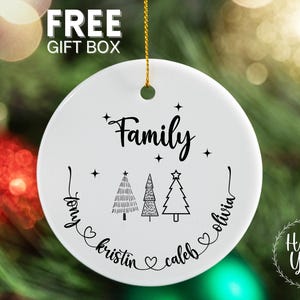 Personalized Family Names Christmas Ornament Custom Names Family Keepsake, Custom Family Christmas Ornament 2025 Heart Design Ornament